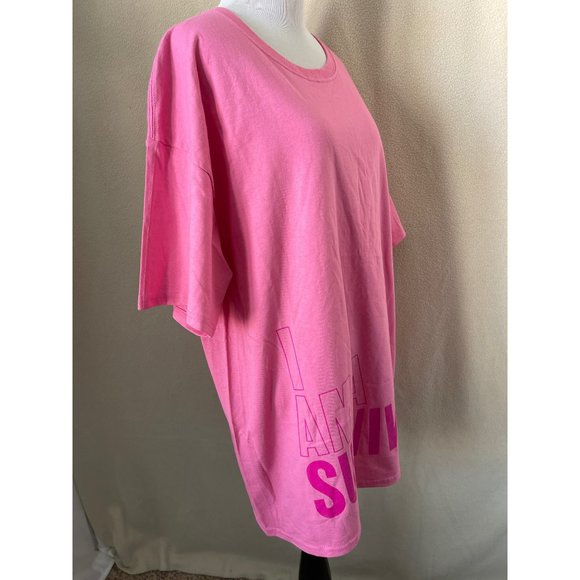 Hanes “I Am A Survivor” Pink T-Shirt - Picture 4 of 10